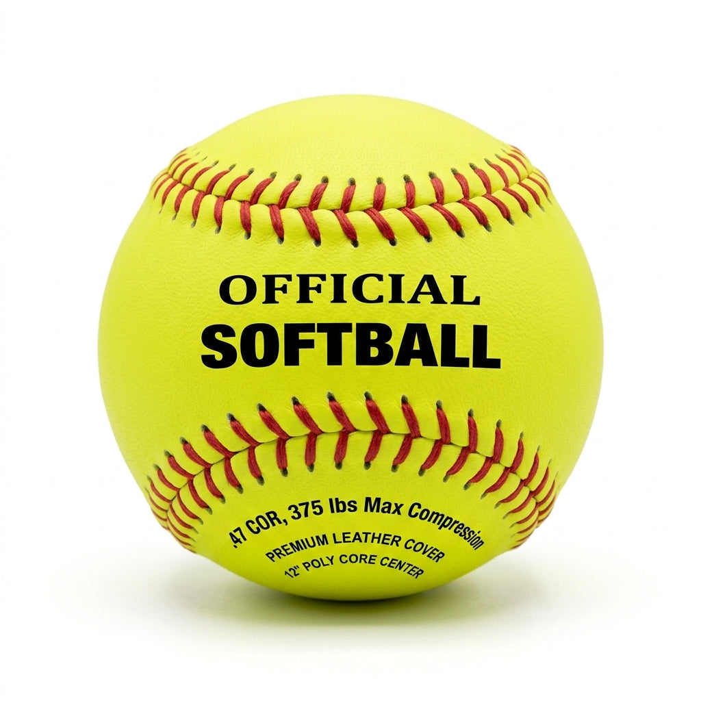 Official Leather Softball – 12" | .47 COR | 375 lbs Compression
