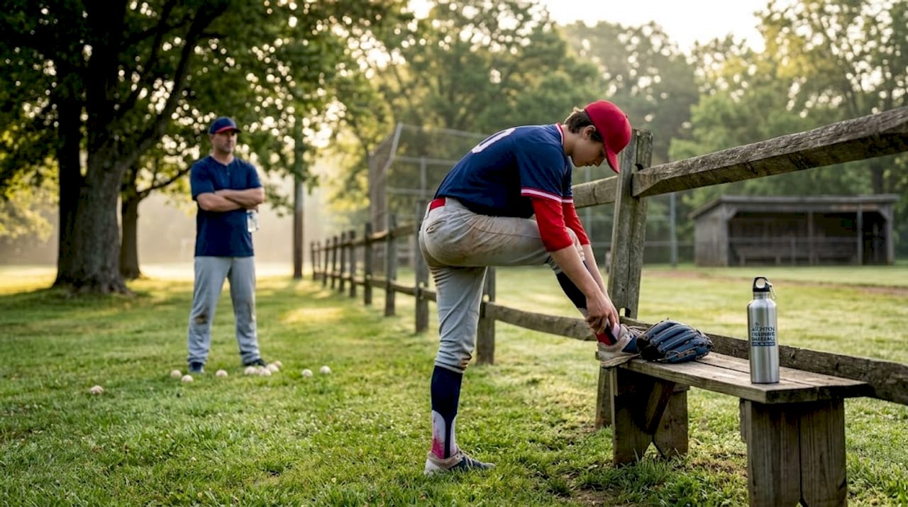 Teen pitcher warming up at baseball field
