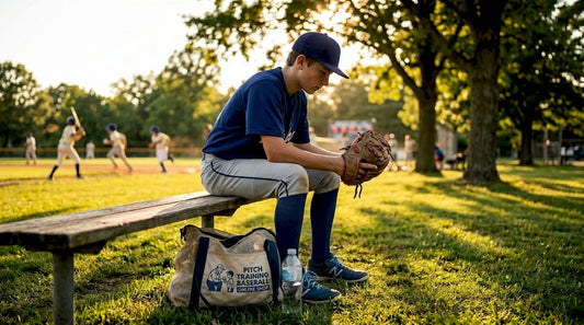 Pitcher focusing in dugout before pitching