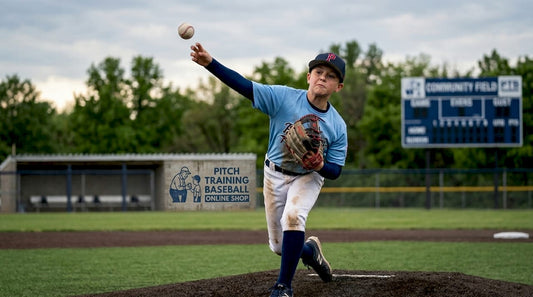 Youth pitcher throwing off-speed pitch on baseball field