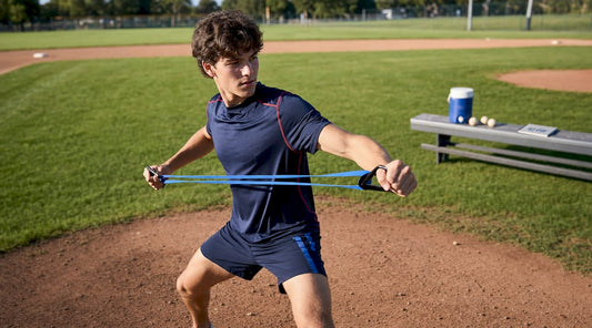 Youth baseball player warming up before pitching