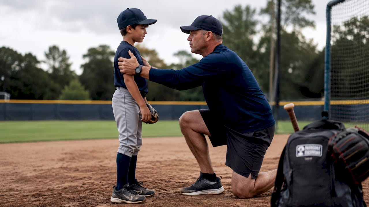 Youth baseball pitcher throwing a pitch outdoors