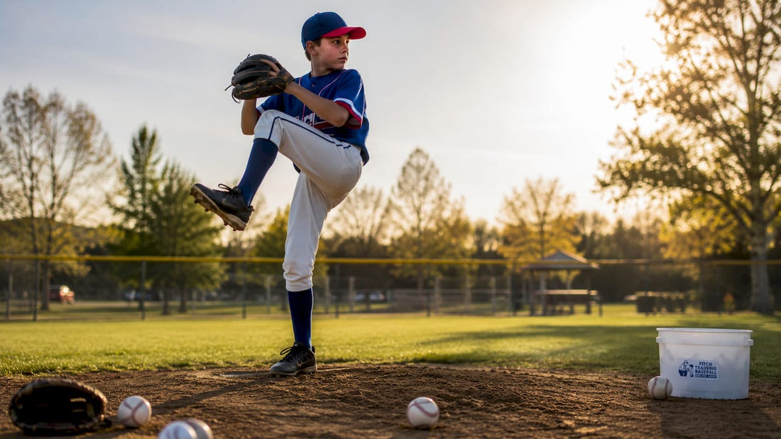 Youth baseball pitcher preparing to throw