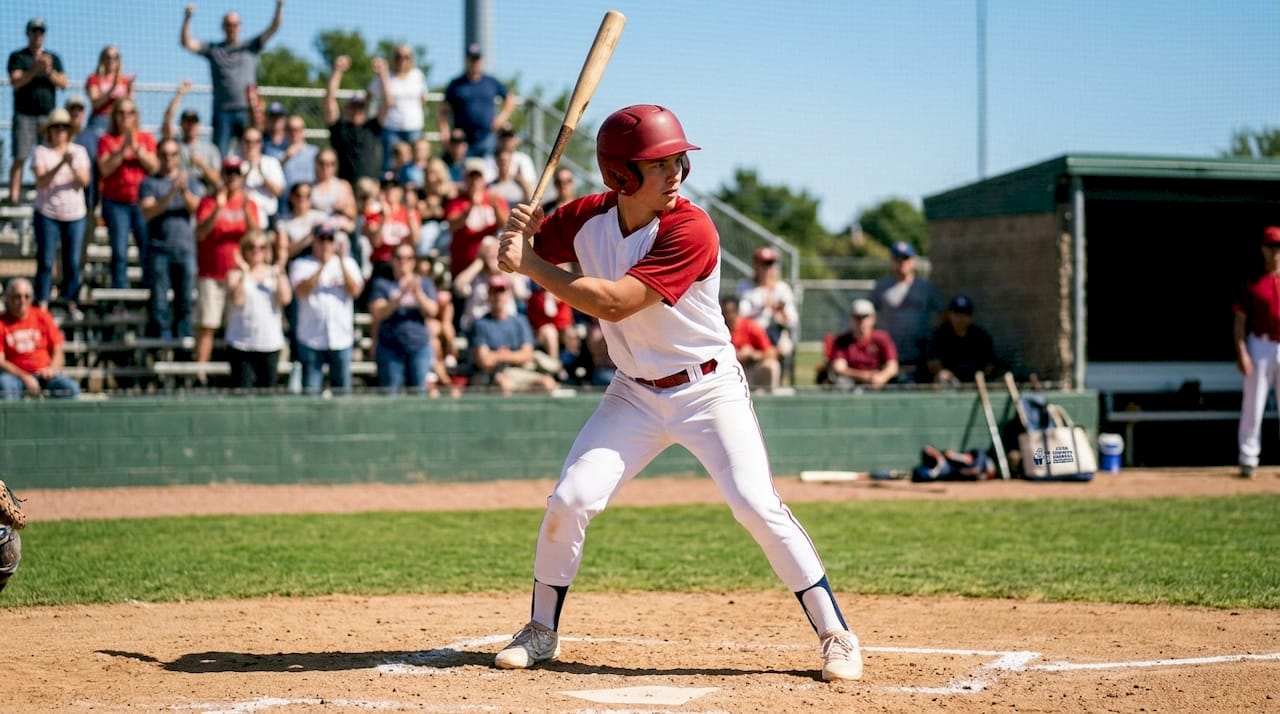 Baseball player focused at bat on field