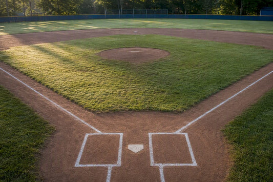 Empty youth baseball mound and home plate on field