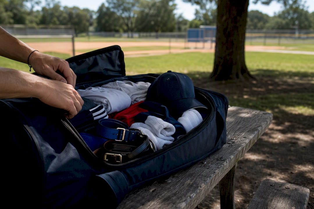 Organized youth baseball equipment bag