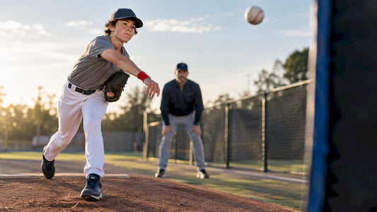 Youth pitcher practicing controlled command