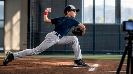 Youth pitcher recorded during stride measurement