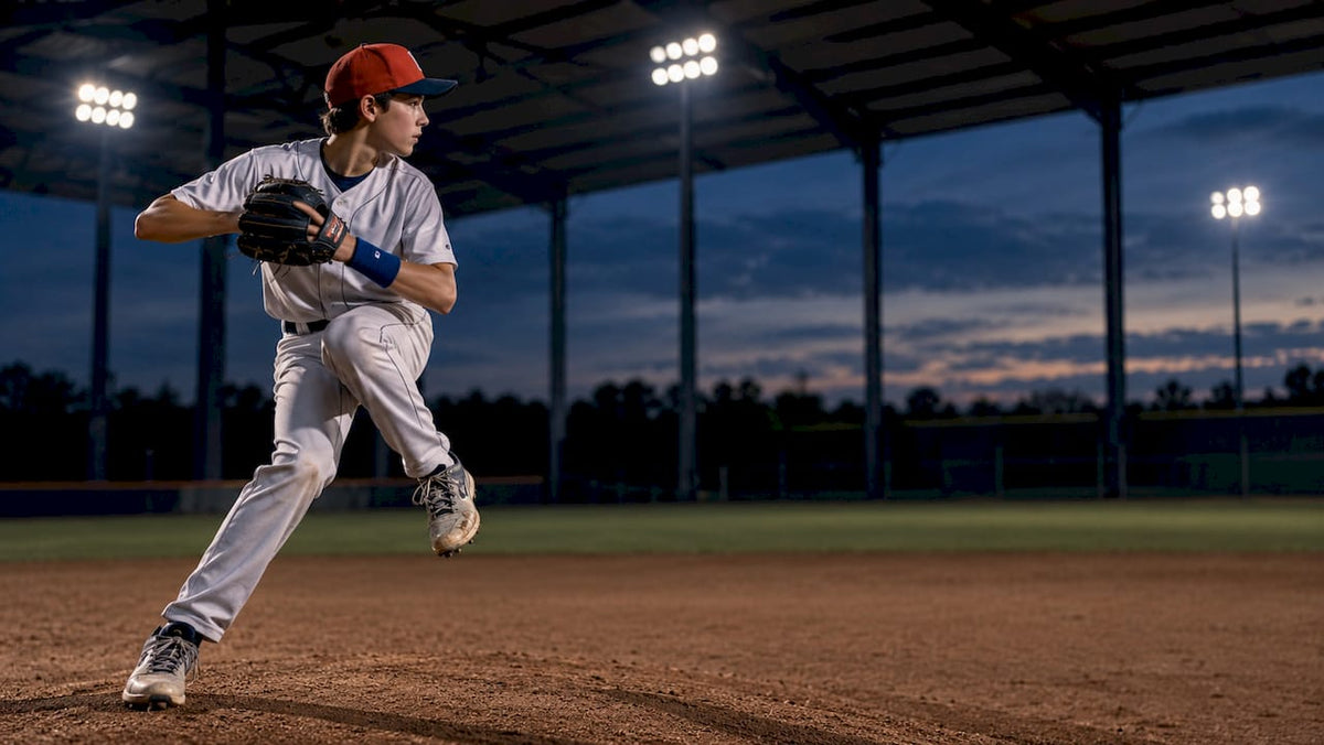 Youth pitcher practicing compact slide-step delivery