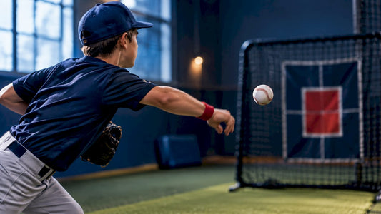 Youth pitcher aiming at net target
