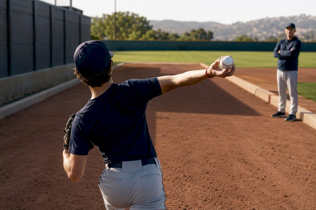 Youth pitcher showing arm-side release miss