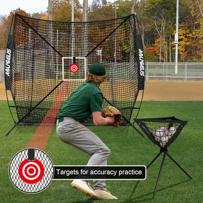 Full Pack Baseball & Softball Practice Net Set – 6x6 ft with Tee & Accessories